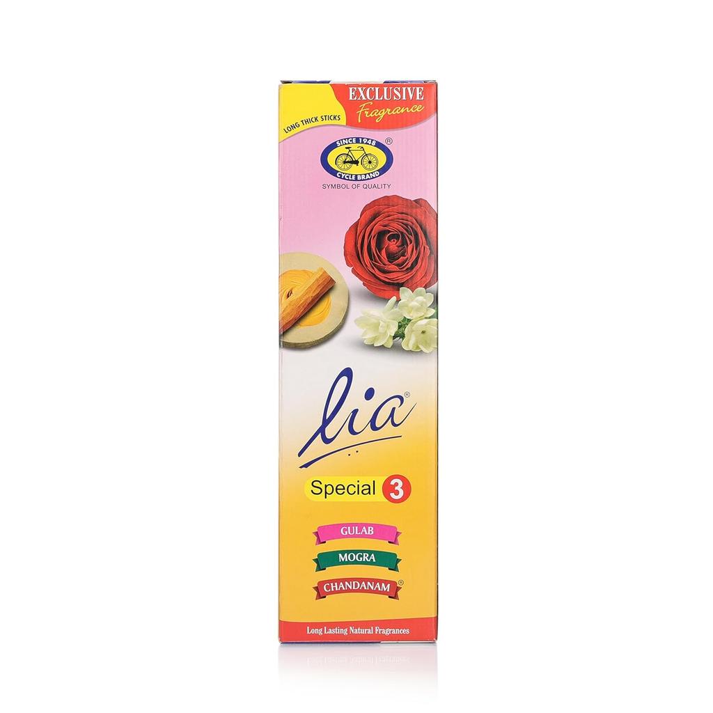 Lia 3 In 1 Assorted Pack Agarbatti With Gulab Mogra Chandanam Fragrance Ideal For Meditation Home Puja Pack of 3
