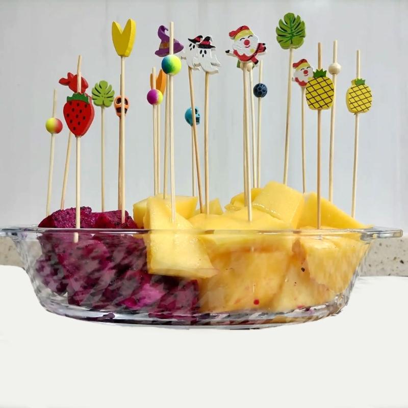 Pack Of 100 User Friendly Bamboos Skewers Camping Utensils For Cocktails Fruit Decorations Wedding Parties Supplies