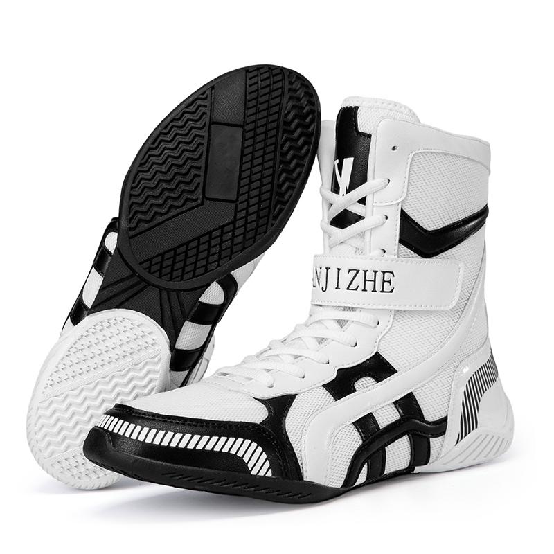 Professional Lightweight Boxing Wrestling Shoes Men's Sports Training Sneakers Large Size Black White Gym Outdoor Male