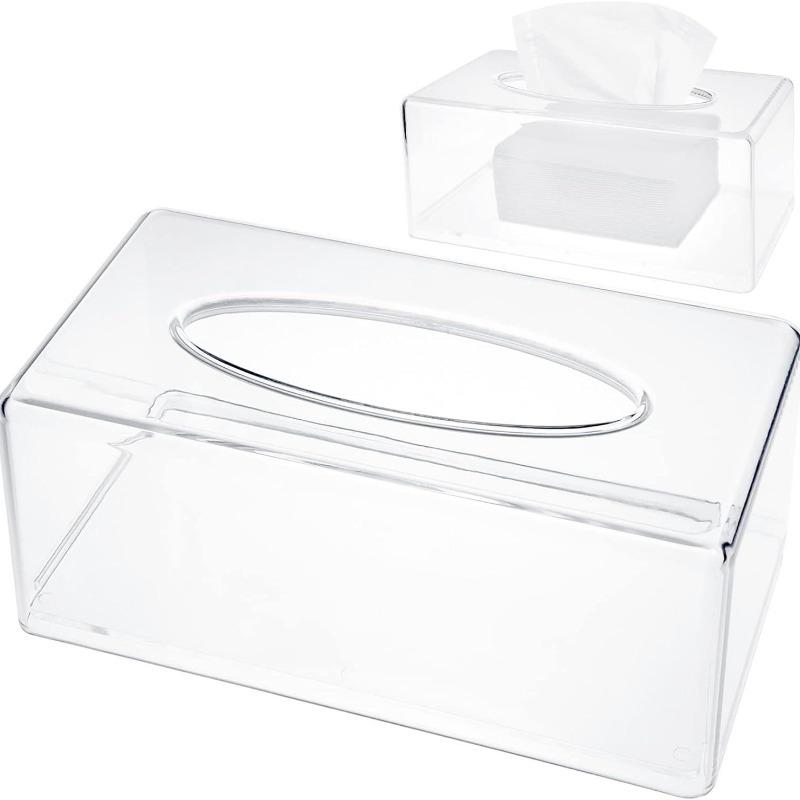 

Clear Acrylic Tissue Box Holder - Transparent Napkin Storage Case for Kitchen, Dining Room, Bathroom & Desktop