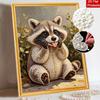 Sparkling Pearl Painting On Stretched Frame Cute Baby Raccoon DIY Bead Art Canvas Relaxing Hobby Gift for Craft Lovers Creative Wall Decor Art