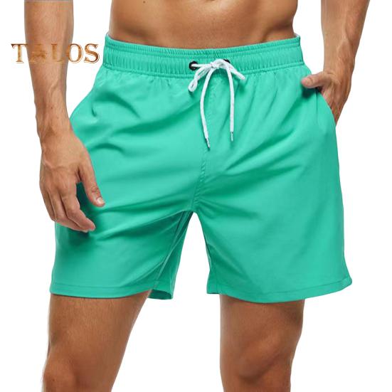 Men Beach Shorts Drawstring Waist Adjustable Fit Casual Shorts with Pockets Solid Color Versatile Shorts Daily Wear