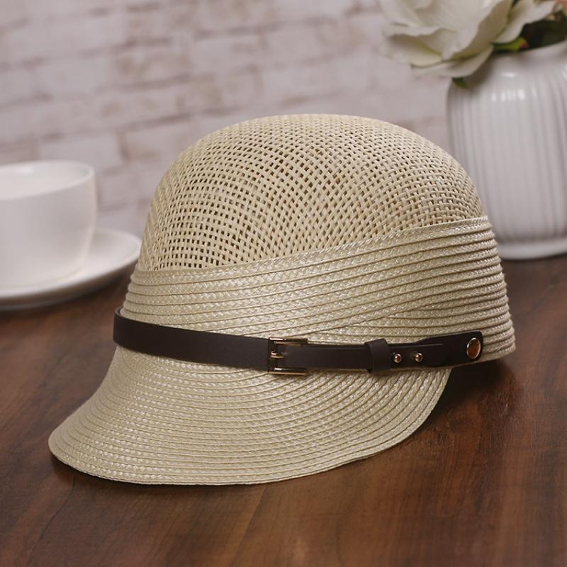 Summer Straw Newsboy Caps For Women Solid Color Bow Breathable Mesh Straw Beret Artist Painter Hat Elegant Female Cap