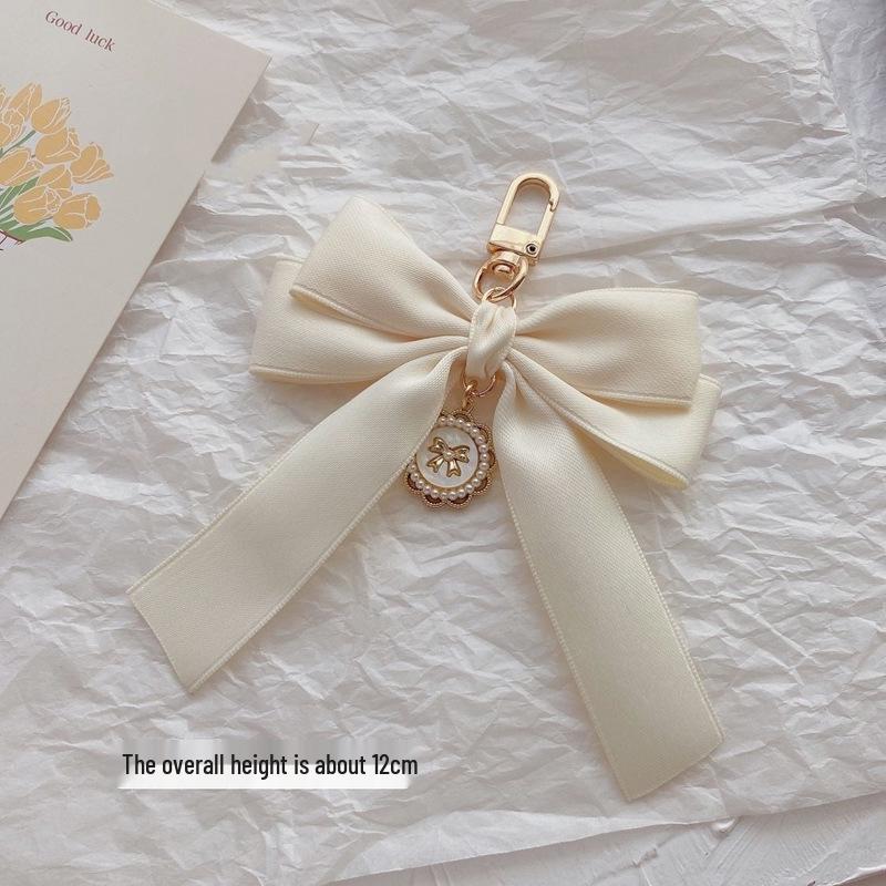 Matte Pearl Bow Keychain Pendant for Girls
