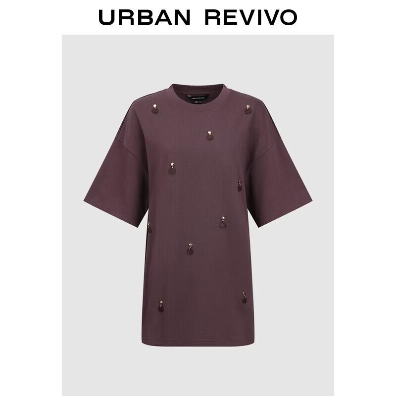 

UR2026 Women s Summer Creative Round Neck T-Shirt with Charm Accent M