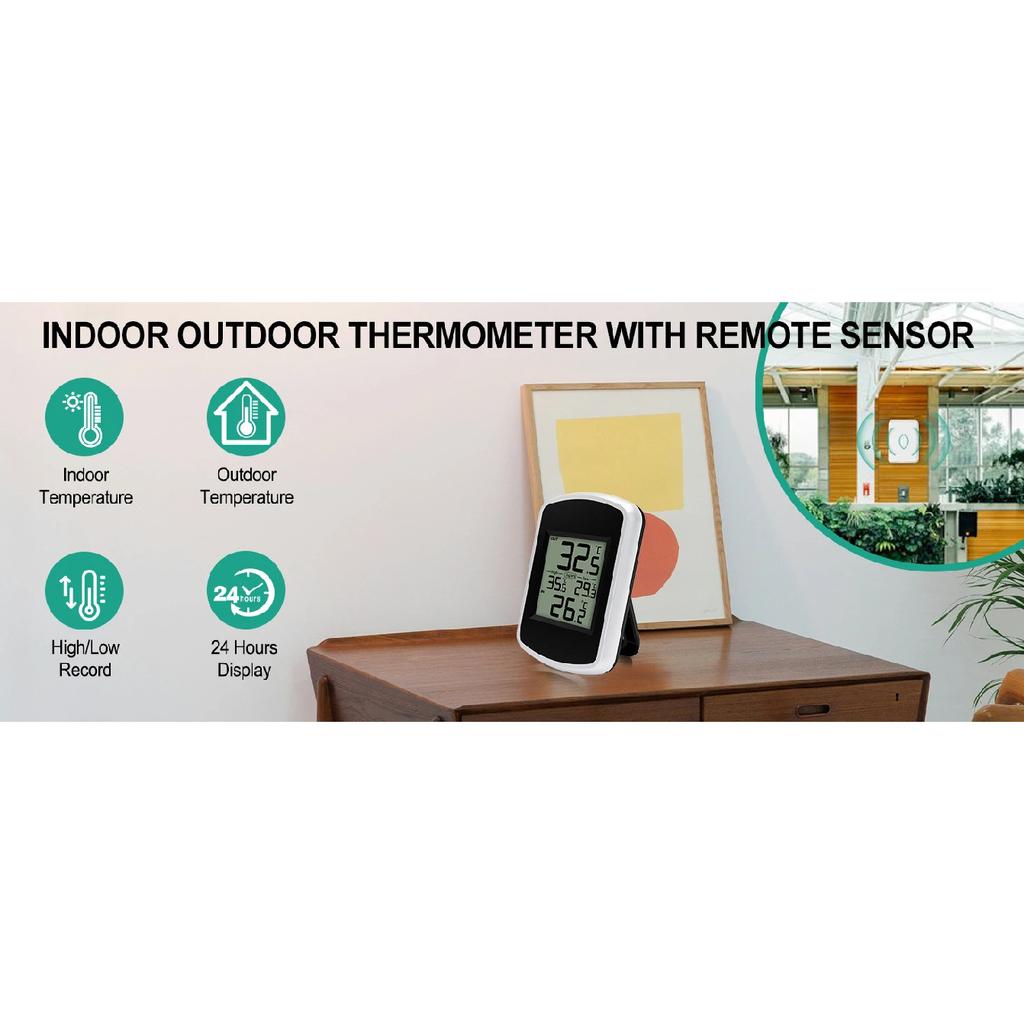 Wireless Digital Thermometer -40℃~60℃ Wide Range 60s Auto Update Wall Mount/Stand Easy Read LCD Screen for Home Office Garden