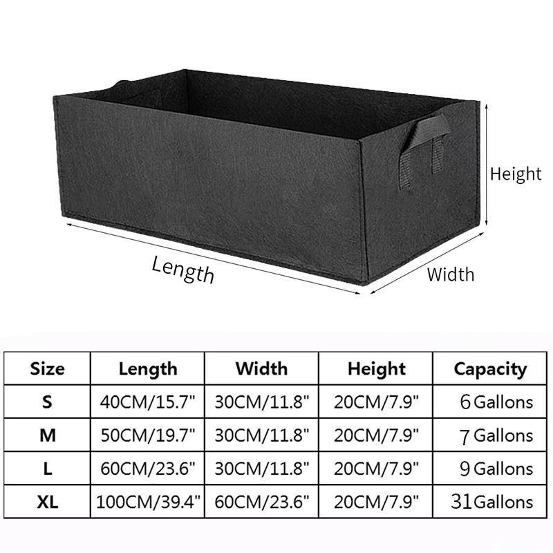 Felt Grow Bag Garden Raised Planting Bed Rectangle Plant Nursery Pot Portable Flower Vegetable Tomato Potato Planters Container