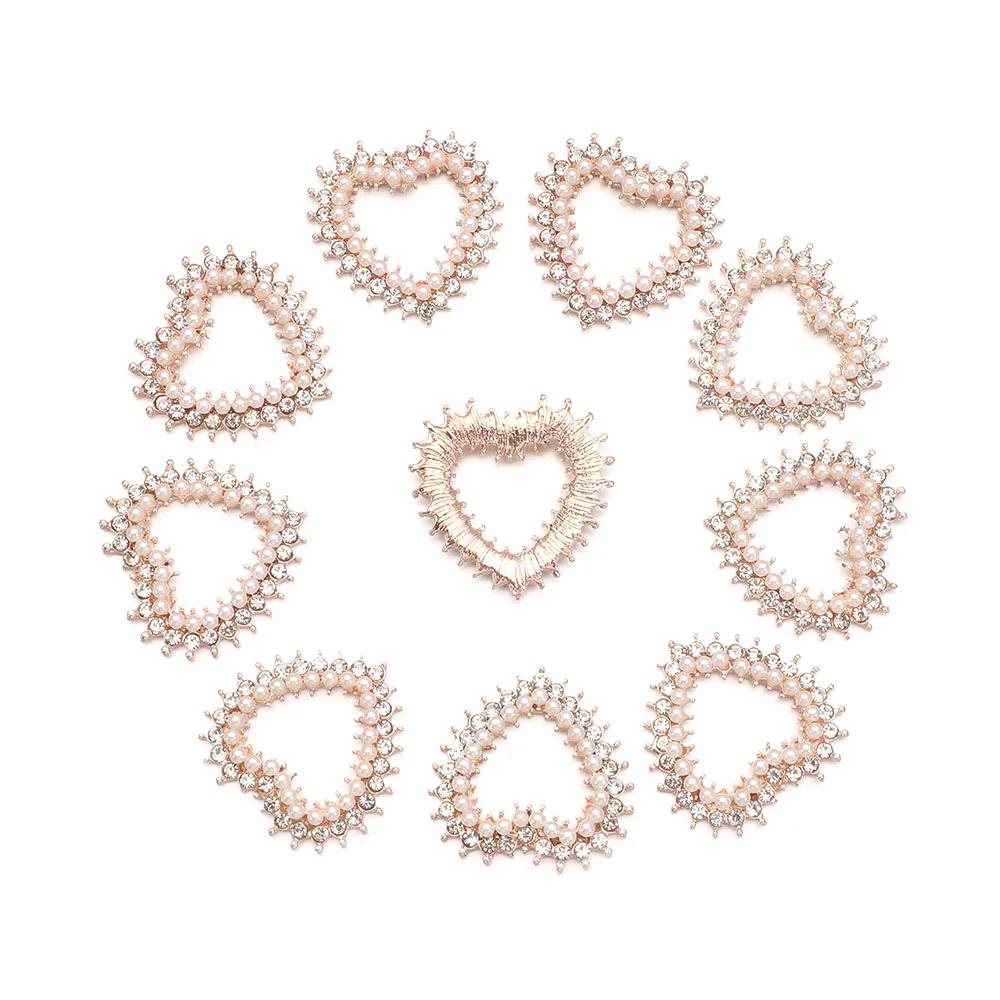 10pcs DIY Crafts Flower Rhinestones Buttons Pearl Button Wedding Decoration Diy Alloy Cryustal Bow Accessories Sewing Button