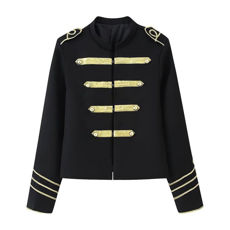 Veste Courte Femme Coupe Ample 2026 avec Boutons-Pression Dorés Style Streetwear