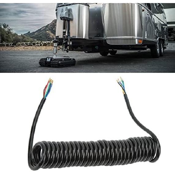 Trailer Extension Wiring Cable, Trailer Extension Coiled Cable 12.8ft 20AWG 7 Core Polyurethane Copper Trailer Extension Cable for Tow Truck RV