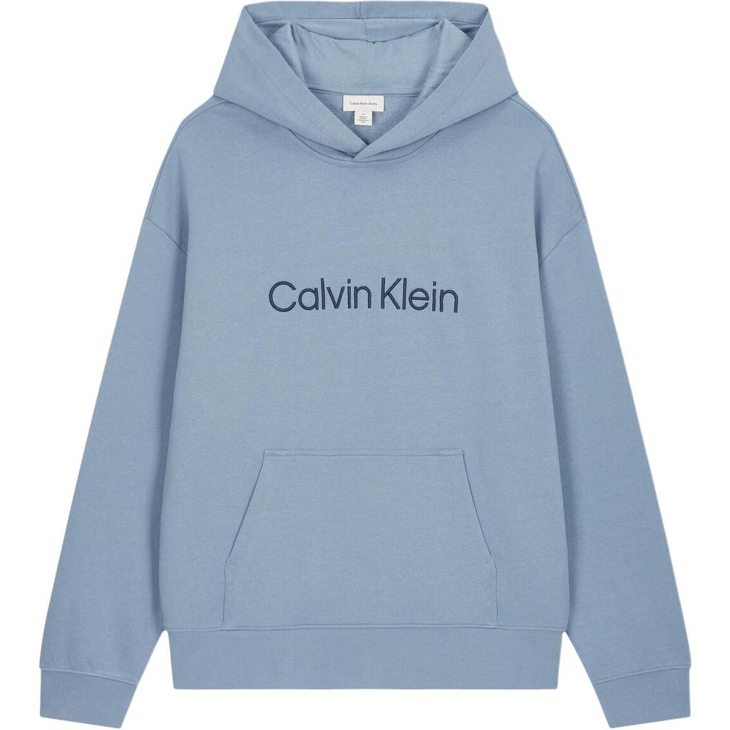 Calvin Klein Letter Embroidered Hooded Long Sleeve Loose Sweatshirt Men sweatshirt Blue 40HM231-CFF