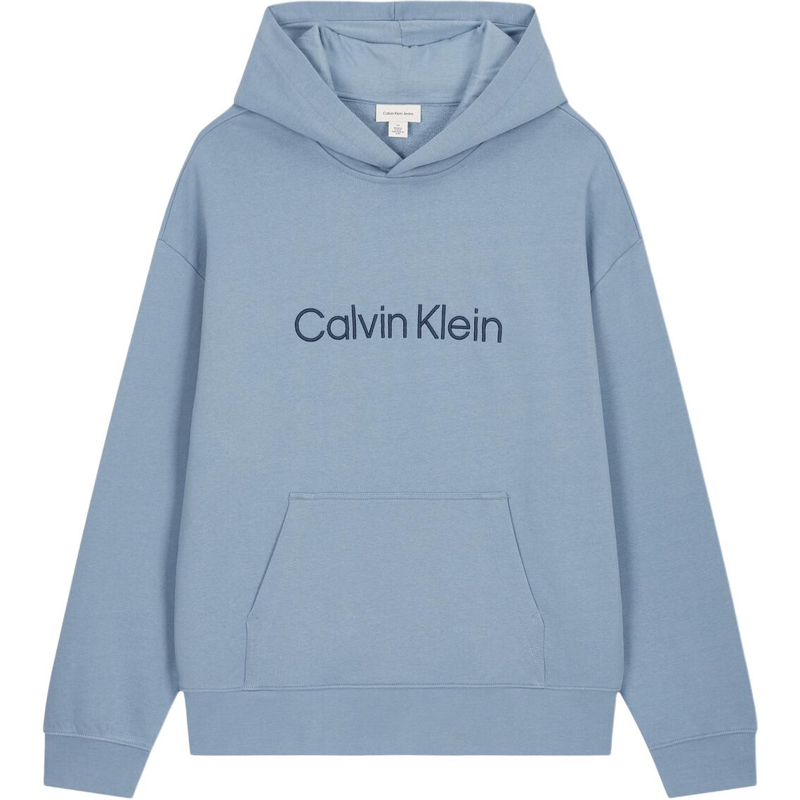 

Calvin Klein Letter Embroidered Hooded Long Sleeve Loose Sweatshirt Men sweatshirt Blue 40HM231-CFF M