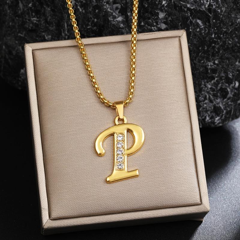 Nový 26 diamantový náhrdelník s anglickými písmeny pro muže a ženy, trendy a kreativní náhrdelník s přívěskem osázeným diamanty