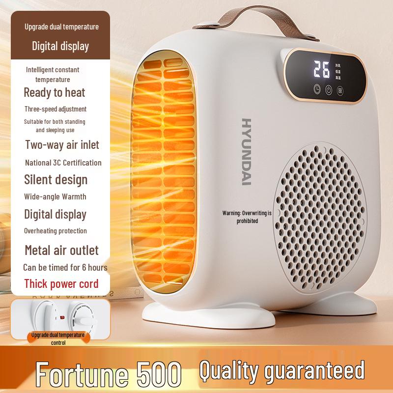 Hyundai Little Sun PTC Fast Heating Desktop Electric Heater - Energy & Power Saving Warm Air Blower for Home or Office.