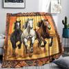 Horse Print Flannel Blanket, High Quality Comfortable for All Seasons, Home Decor, Warmth and Comfort, Perfect for Christmas Gifts