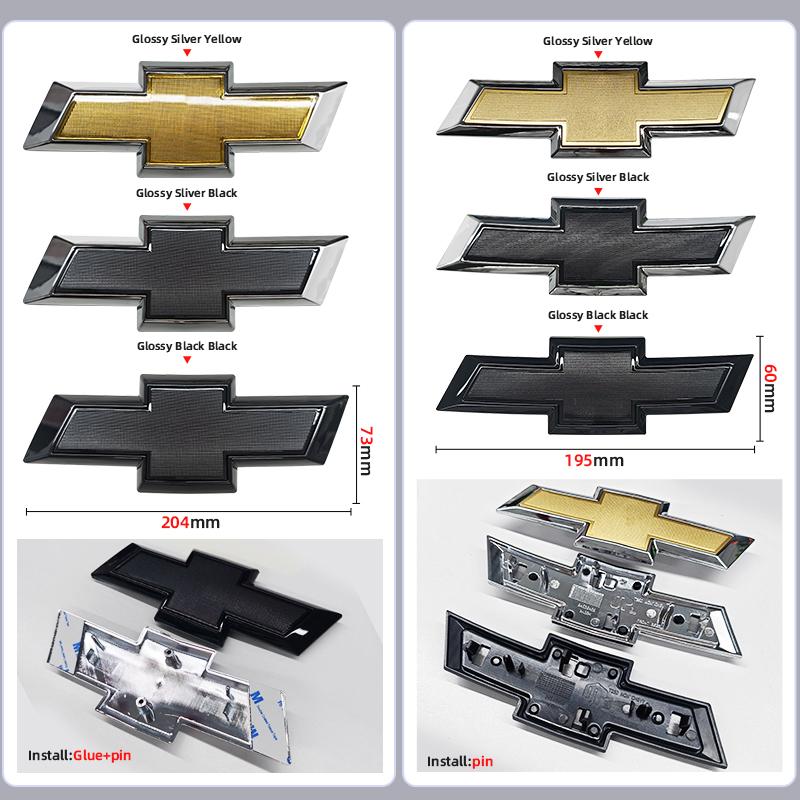 129mm 150mm 195mm 204mm 208mm 228mm Car Front Logo Grill Rear Bumper Tail Door Trunk Emblem Sticker 3D Accessories For Chevrolet