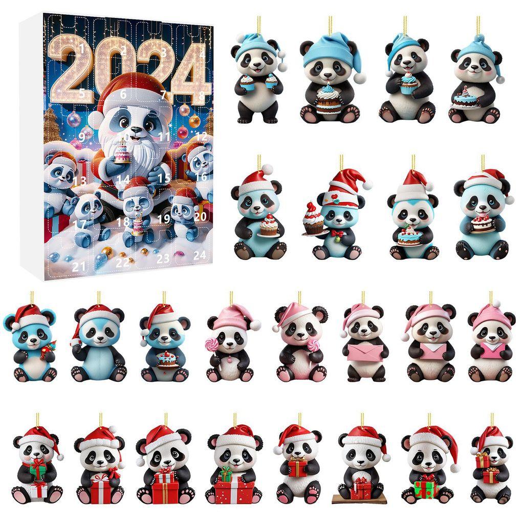 Christmas Countdown Blind Box With Panda Hanging Decor For Holiday Gift Giving