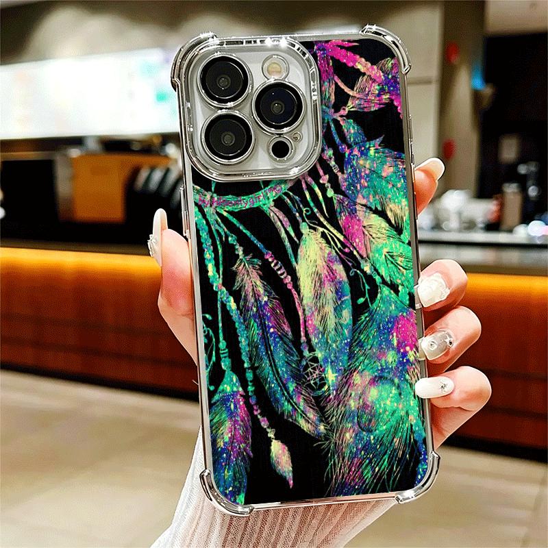 

Mandala Dreamcatcher Plating Phone Case For Iphone 16 17 Pro Max Air 16E 14 15 Plus 12 13 Mini Anti-Fall Airabag Cover iPhone 14 Plus
