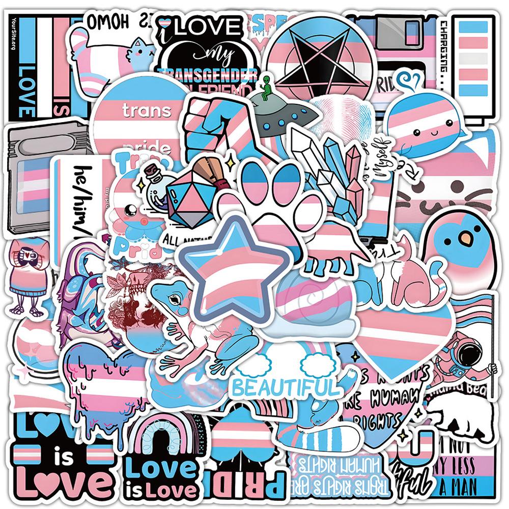 10/30/50 stuks Creatieve Cartoon Transgender Trots Stickers Regenboog Lesbische Biseksuele Decals DIY Telefoon Laptop LGBT Graffiti Sticker