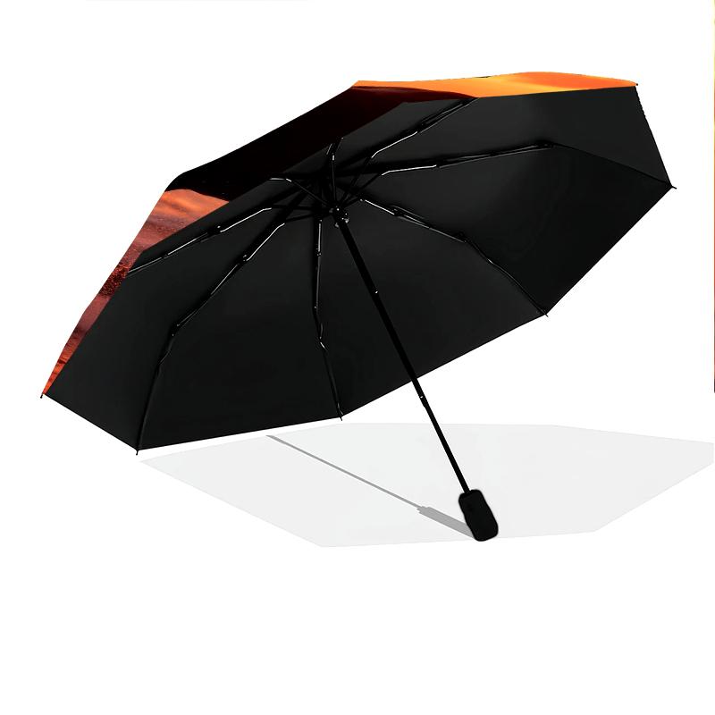 Animals and Sunset Pattern, Automatic Folding Umbrella, Portable and Foldable Design, 8 Ribs, a Christmas or Birthday Gift.