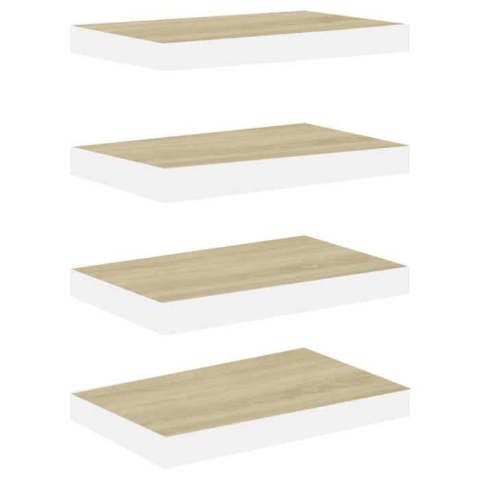 VidaXL Étagères flottantes 4 pcs Chêne et blanc 50x23x3,8 cm MDF
