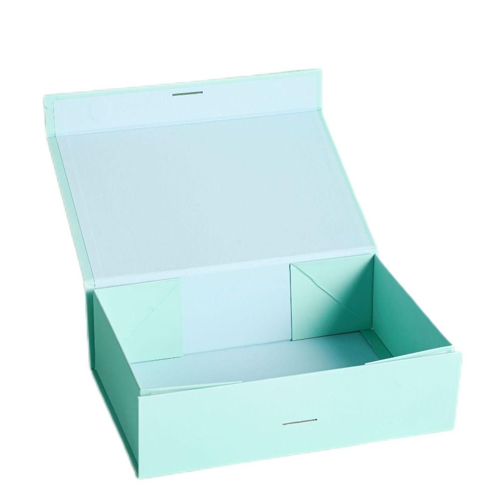 Pure Color Gift Box One-Piece Design Flip Cover Cardboard Folding Box Foldable Ribbon Decoration Wrapping Box Party Supplies