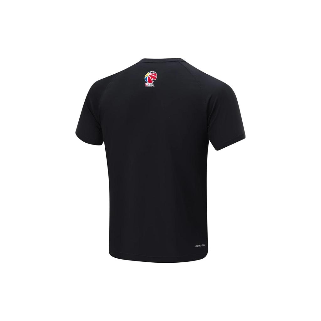 LiNing CBA Series Professional Basketball Quick-Dry Short Sleeve T-Shirt Men Tops Black ATST935-1