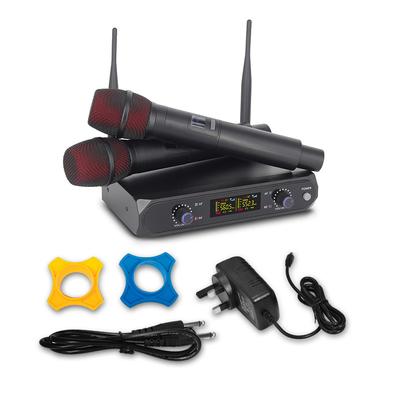 Bezdrôtový mikrofónny systém s 2 ručnými mikrofónmi VHF UHF bezdrôtový mikrofón pre zvuk domáceho kina