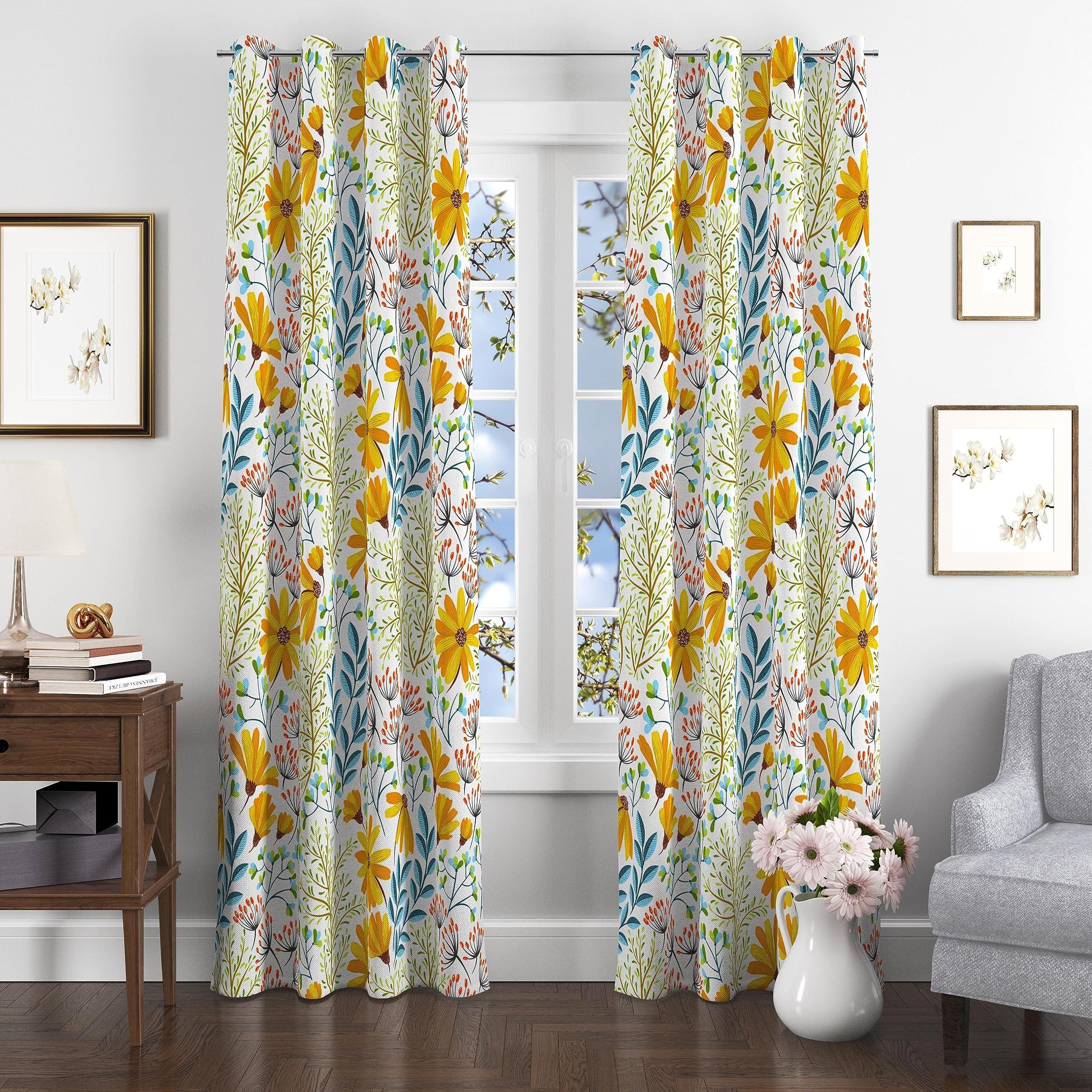 

2 шт. Акварельні ботанічні кухонні штори - Барвистий дизайн листя для вітальні, спальні та кухні, домашній декор W50X130H(cm)x2Pcs&Hook