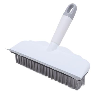 Brosse de Sol 2 en 1 Scrubber à Poils Durs Raclette à Eau Brosse à Récurer Portable pour Salle de Bain Cuisine