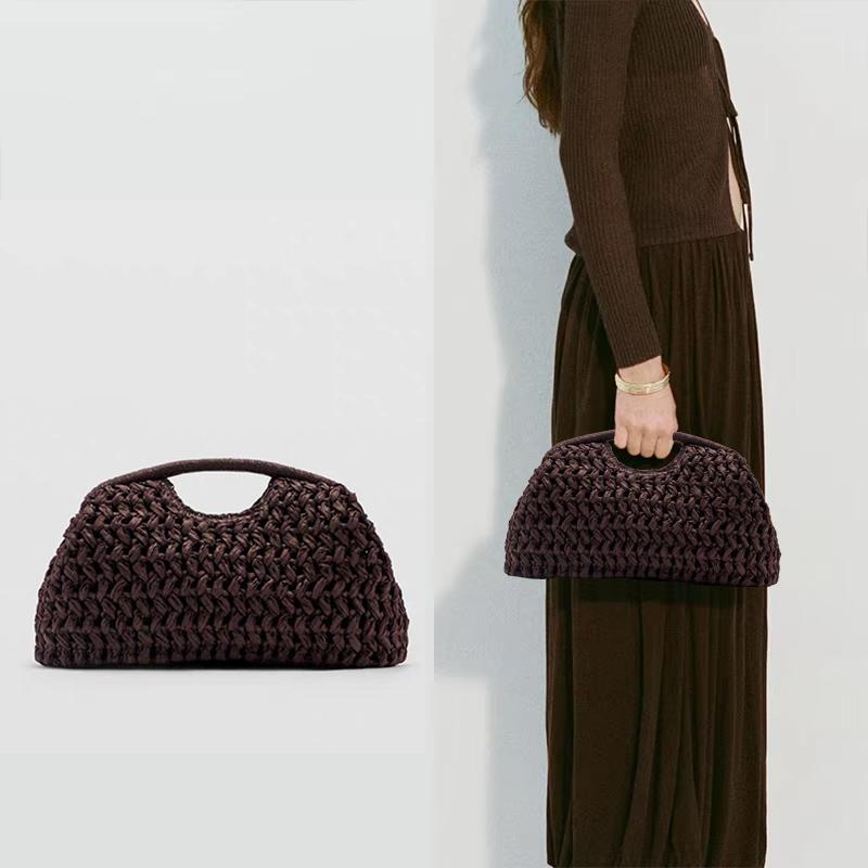 Ladies Luxury Bags Csw003 Women's Spain Natural Fiber Clutch Bag Beach Woven Straw Bag Casual Holiday Clutch Bag Solid Color Shell Bag Purse Elegant Lady Clip Bag