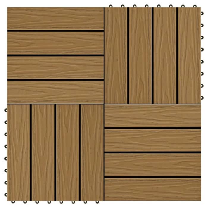 VidaXL 11x Carreau de Terrasse Relief WPC 30x30 cm 1 m² Teck Dalle de Jardin 45037