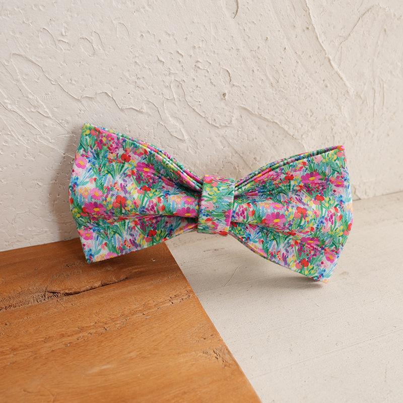 MUTTCO Watercolor Garden Pet Collar Bow Tie - Teddy Creative Ornament Bowtie UBT-202 M