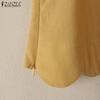 ZANZEA Wome Casual Short Sleeve Side Zipper Wavy Edge Summer Blouse