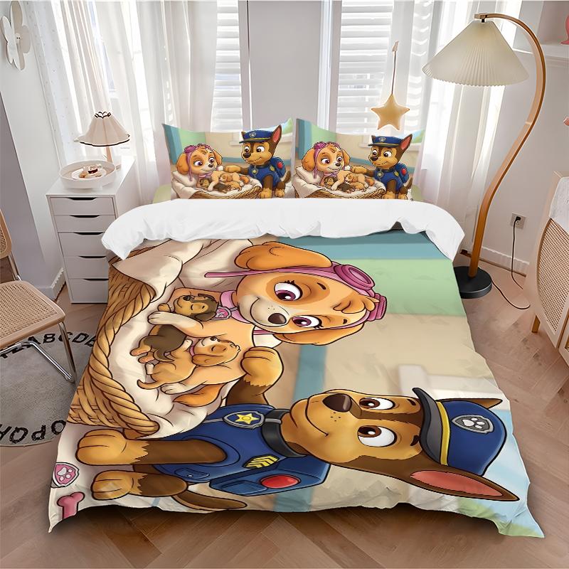 Police Puppies Patrol Printed 3pcs Bedding Set Soft Microfiber 1 Duvet Cover And 2 Pillowcases Home Bedroom Decor Xmas Gift K1898