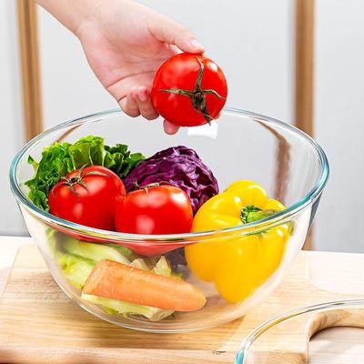 Große hitzebeständige Glasschüssel für Obst, Salat, Nudeln, Suppe und Teig