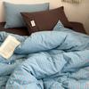 Literary Wabi-sabi Cotton Striped Bedding Set - Three-Piece Dormitory Duvet Cover with Fitted Sheet