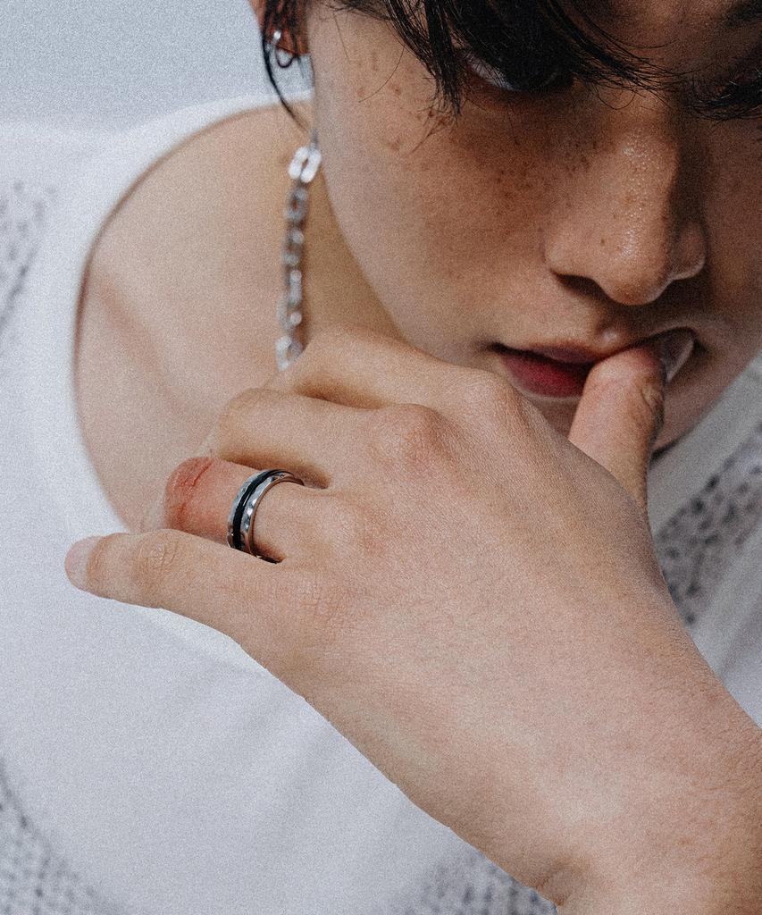 Scalettoblack Wsm012 Rough Black Line Ring
