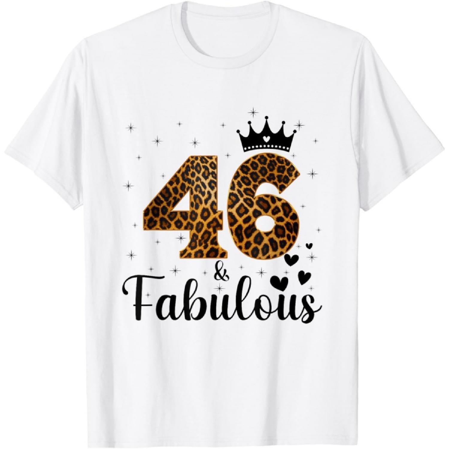 46 And Fabulous 46 Year Old Leopard 46th Birthday Queen T-Shirt XXXXXL белый