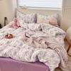 Bedding Four-piece Set Skin-friendly Breathable and Comfortable, Small Floral Washed Sheets Quilt Covers Pillowcases