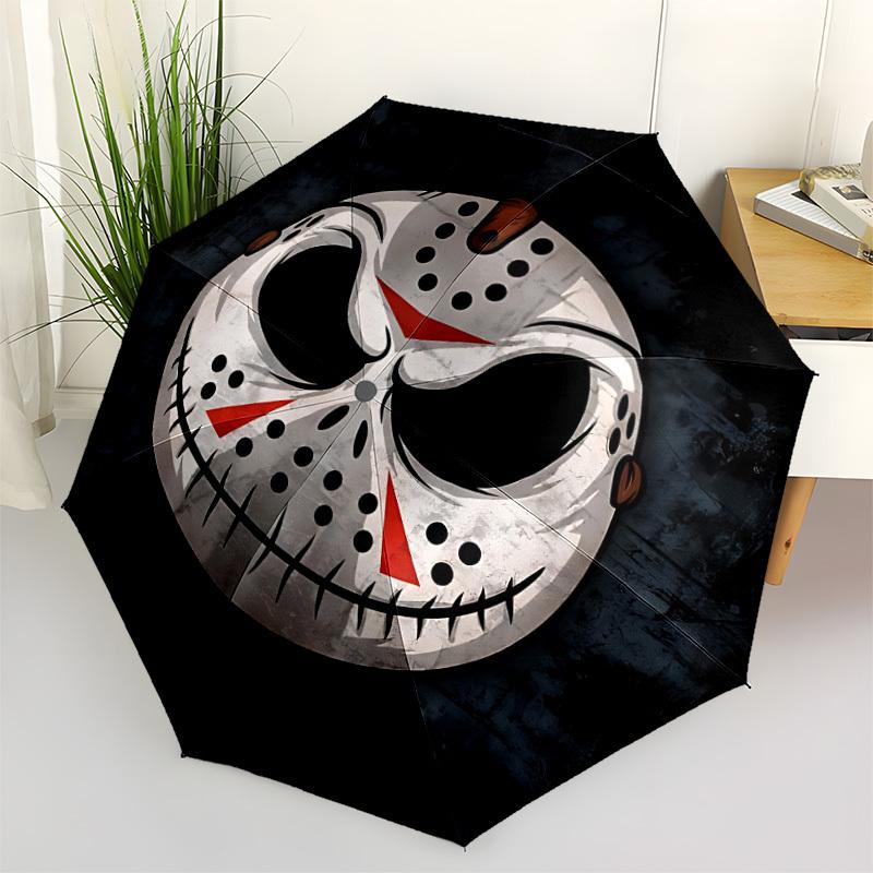 1pc Jason Voorhees Automatic Open/Close Umbrella Folding Umbrella, Portable Compact Travel Umbrella, Birthday/Christmas GiftL1110y16