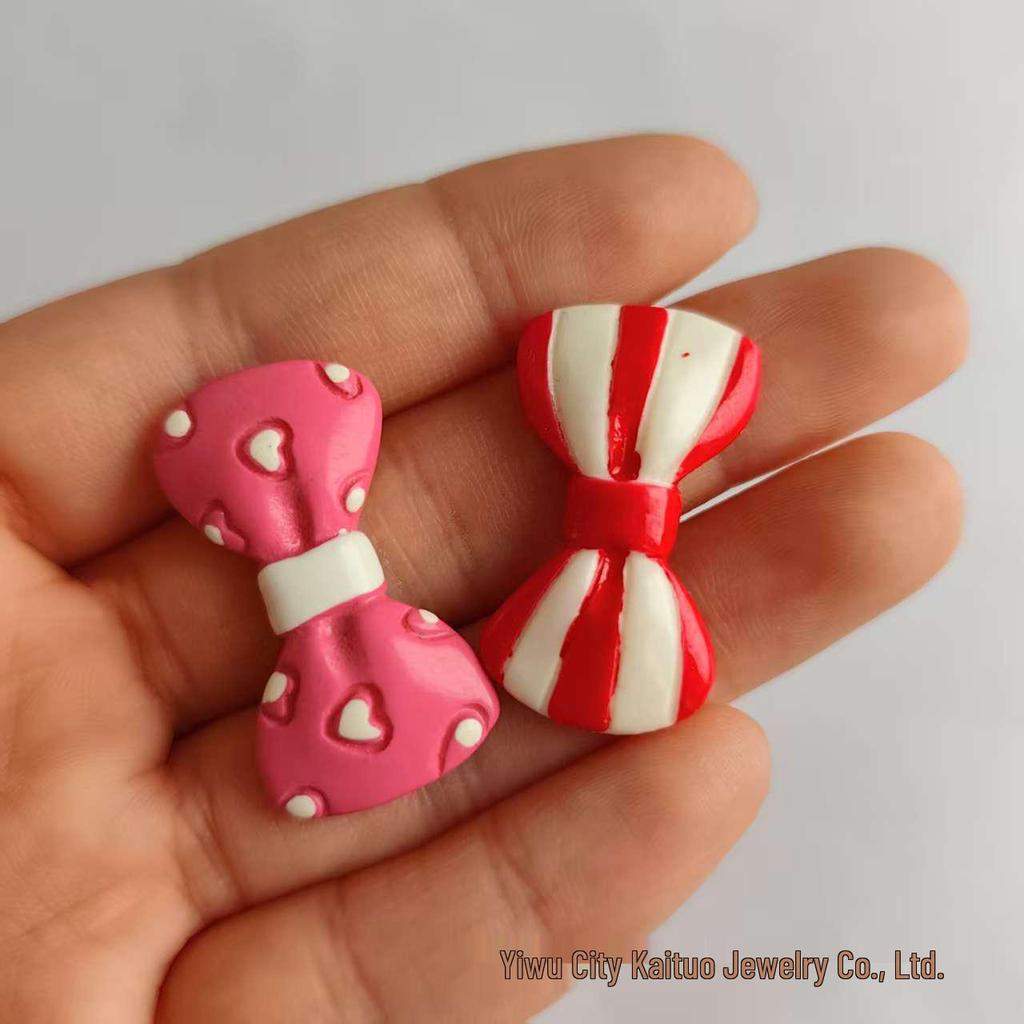 Heart-Shaped Resin Bow Tie Hair and Phone Case Accessories