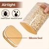 Glass sealed jar with spoon, kitchen miscellaneous grains and dried fruits storage bottle, bamboo and wood lid with spoon, household seasoning jar