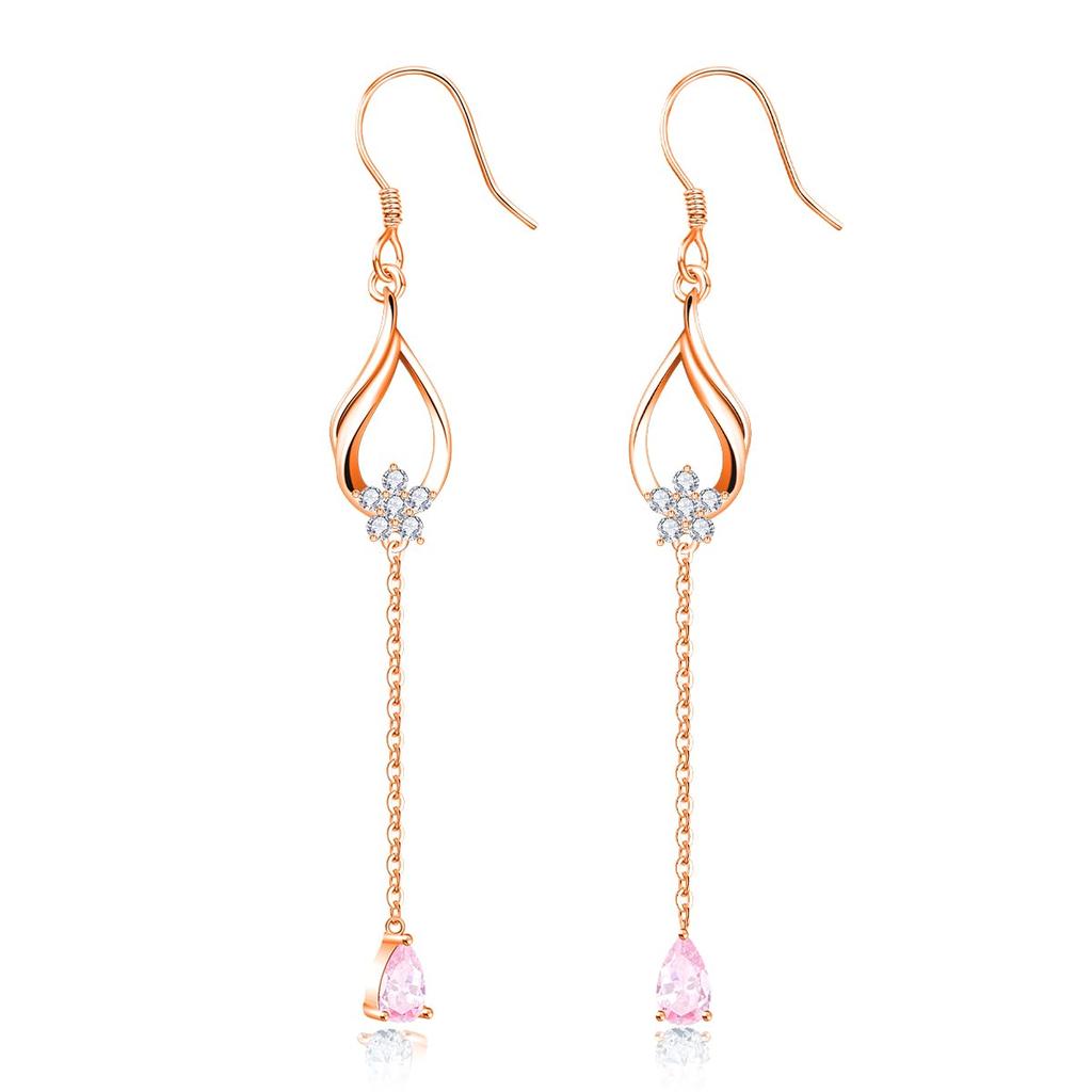 Naniwaai Oblíbené visací kameny s třešňovým květem Hypoalergenní, dlouhé květinové šperky Dámské náušnice, říjen, náušnice, háček, náušnice, stříbrné