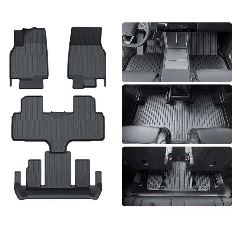 For Tesla Model Y L Whole TPE Floor Mats Four Seasons Waterproof Anti-Slip Mat Foot Pads Model YL Rear Trunk Mat Car Accessorie