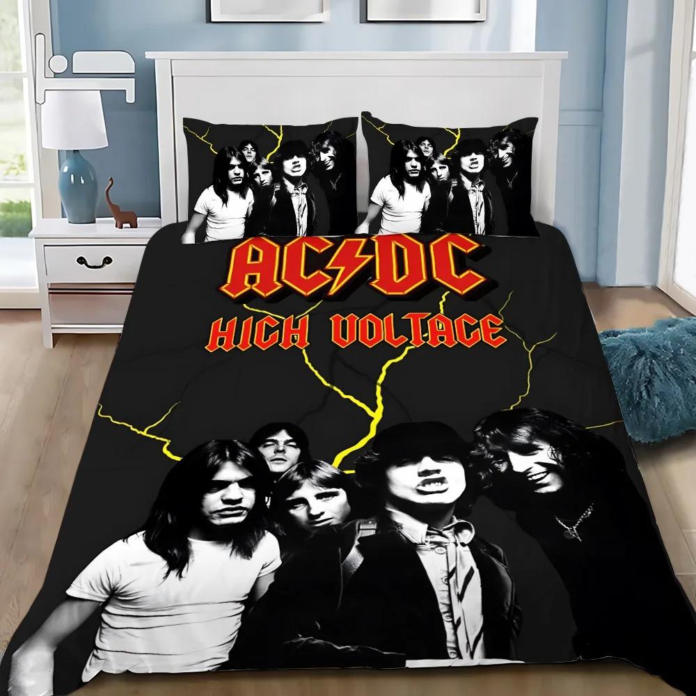 Módní povlak na peřinu a povlak na polštář s rockovou kapelou AC/DC, sada povlečení pro dospělé, chlapce, dívky, dekorace do ložnice, jednolůžko, dvoulůžko, velká velikost