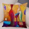 Abstract Painting Cushion Cover Decoration Nordic Style Colorful Cartoon Girl Pillowcase Sofa Home