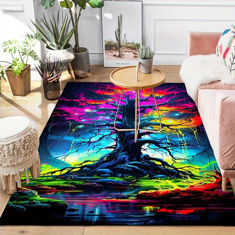 1pc Tree of Life Print, Design Indoor Area Rug - Soft, Anti-Slip, and Durable Gaming Room Decor for Bedroom, Living Room