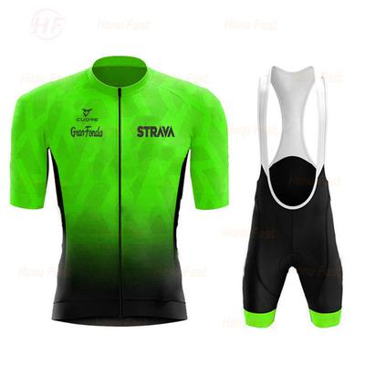 2026 Yellow STRAVA Men's Cycling Suit Cycling Team Short Sleeve, Summer Breathable Cycling Suit Set