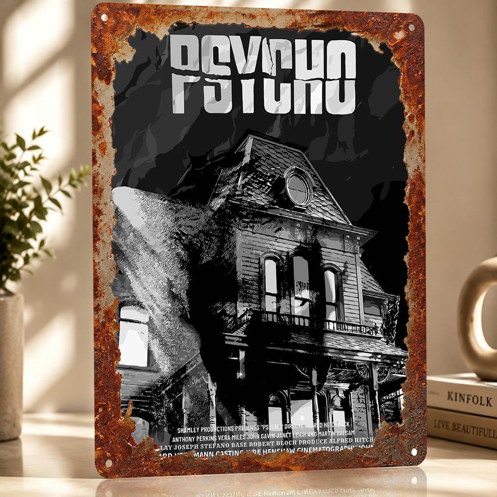 Psycho Movie Personalized D Textured Metal Poster Wall Art Vintage Tin Signs for Decor Living Room Decoration Man Wand Deko